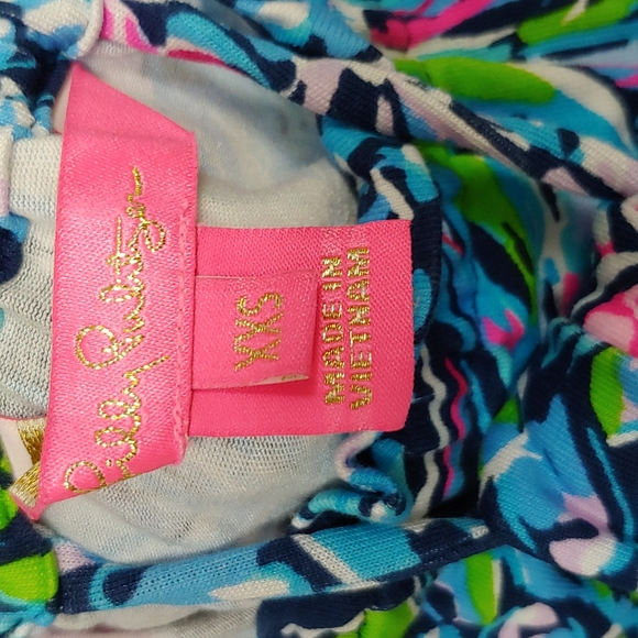 Lilly Pulitzer Calla Off the Shoulder Jumpsuit High Tide Pineapple XXS - Picture 9 of 9